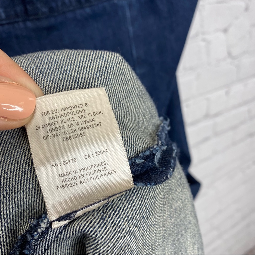 Anthropologie Dark Indigo Blue Denim Midi Dress - Picture 8 of 12